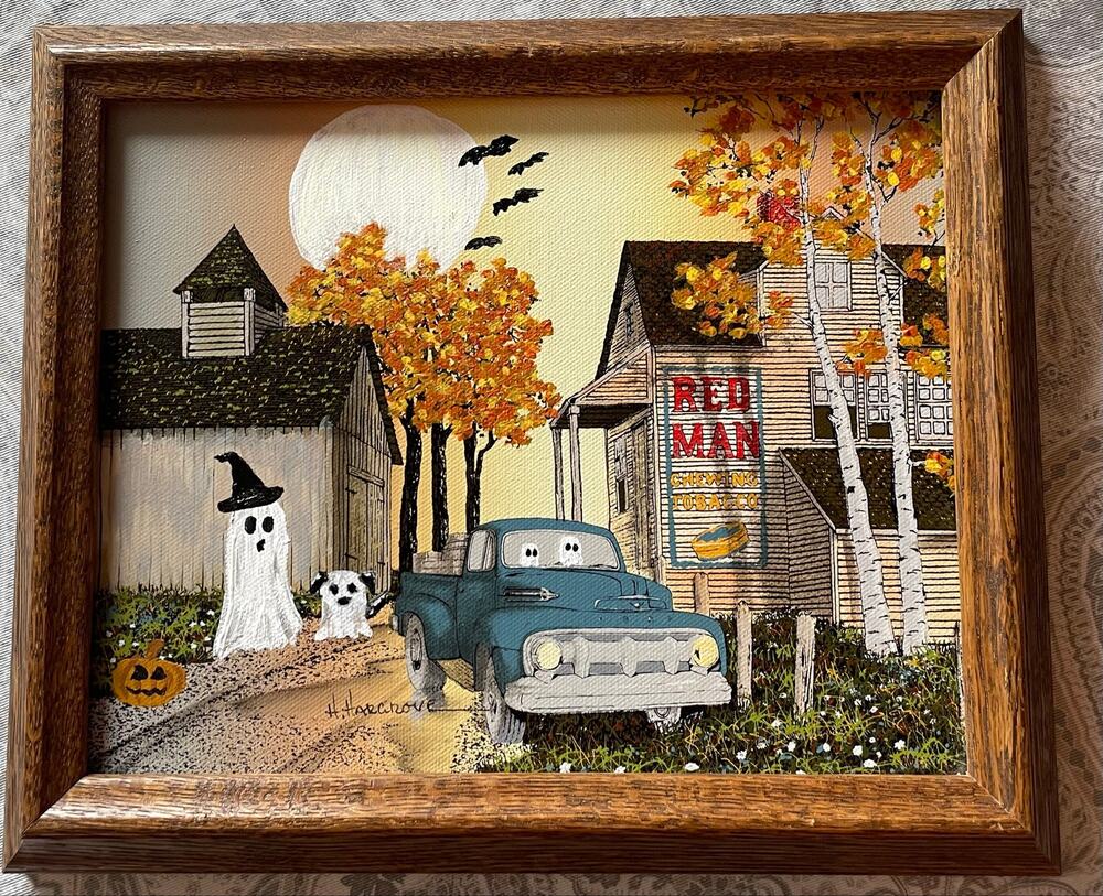 Vtg H. Hargrove Red Man Tobacco Americana Print – Hand-Embellished Halloween